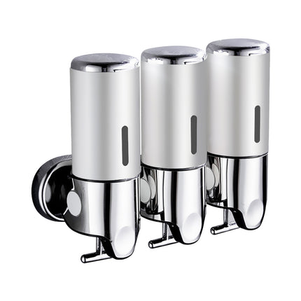 3 Bottles Bathroom Shower Soap Dispenser Silver-2029387262189506560