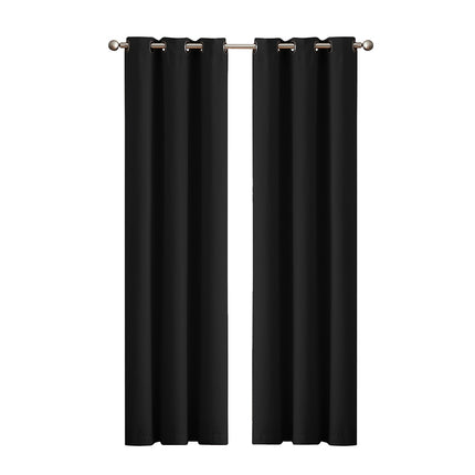 2x Blockout Curtains Panels 3 Layers Black-2018816668368769024