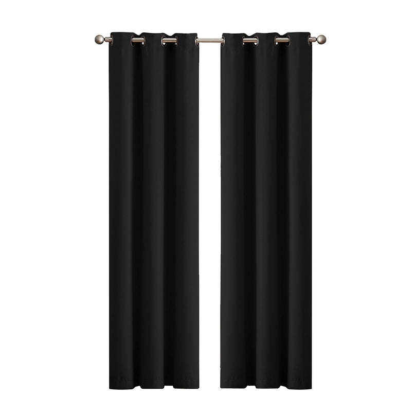 2x Blockout Curtains Panels 3 Layers Black-2018816668368769024
