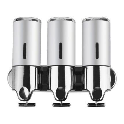 3 Bottles Bathroom Shower Soap Dispenser Silver-2029387262189506561