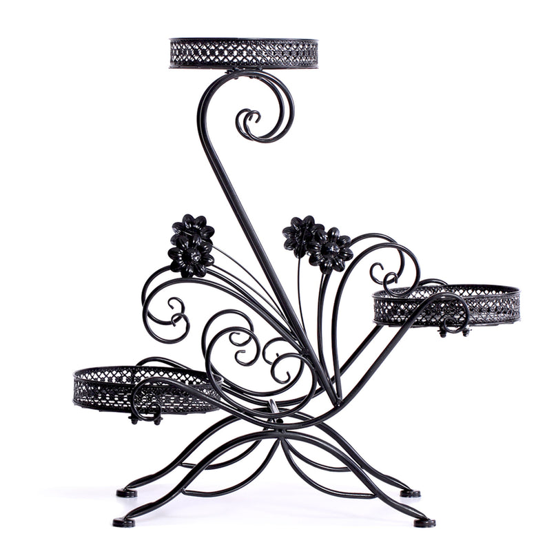 Levede Plant Stand Outdoor Indoor Metal Black-2018816658419879937