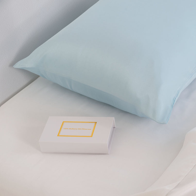 Pure Silk Pillow Case by Royal Comfort (Single Pack) - Soft Blue-1951134816229527554