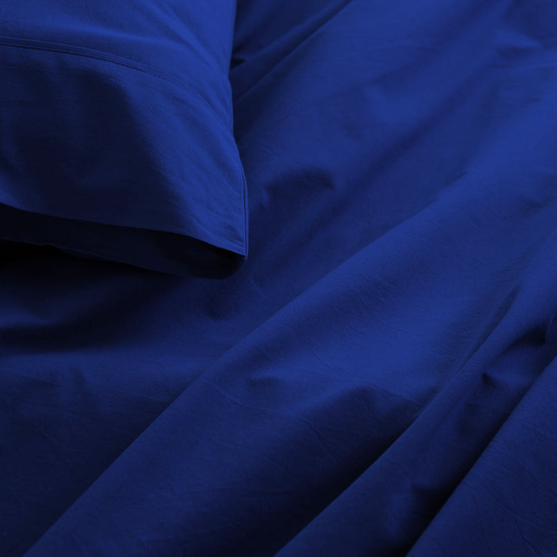 Royal Comfort Vintage Washed 100 % Cotton Sheet Set Double - Royal Blue-1951134887813713923