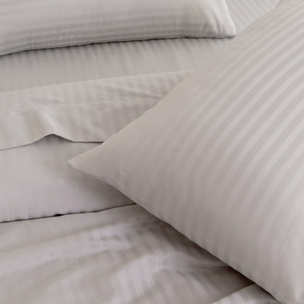 KENSINGTON 1200TC COTTON SHEET SET IN STRIPE- DOUBLE - SILVER (GREY)-1951134851369406466
