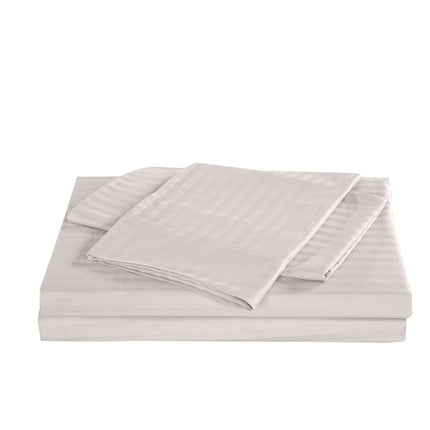 KENSINGTON 1200TC COTTON SHEET SET IN STRIPE- DOUBLE - SILVER (GREY)-1951134851369406468