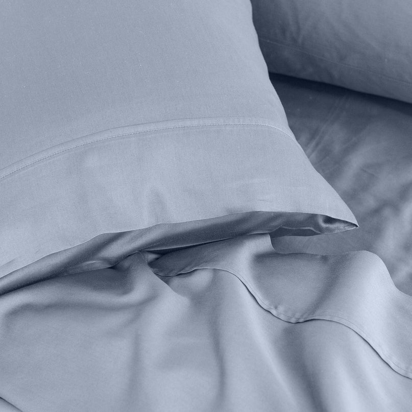 Royal Comfort  - Balmain 1000TC Bamboo Cotton Sheet Set - Queen - Blue Fog-1951134853193928708
