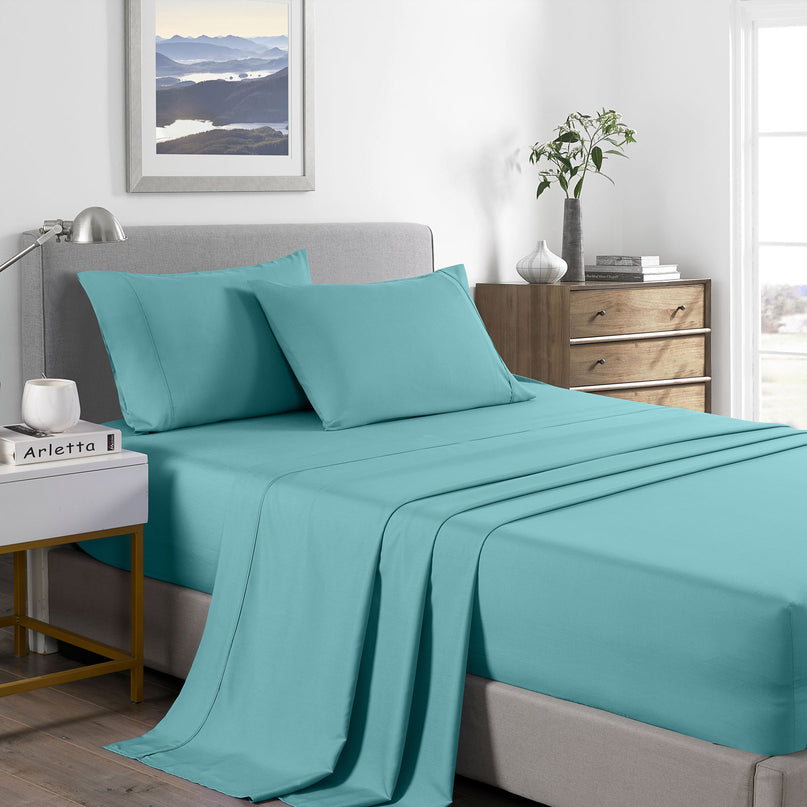 Royal Comfort Bamboo Cooling 2000TC Sheet Set - King-Aqua-1951134861972606976