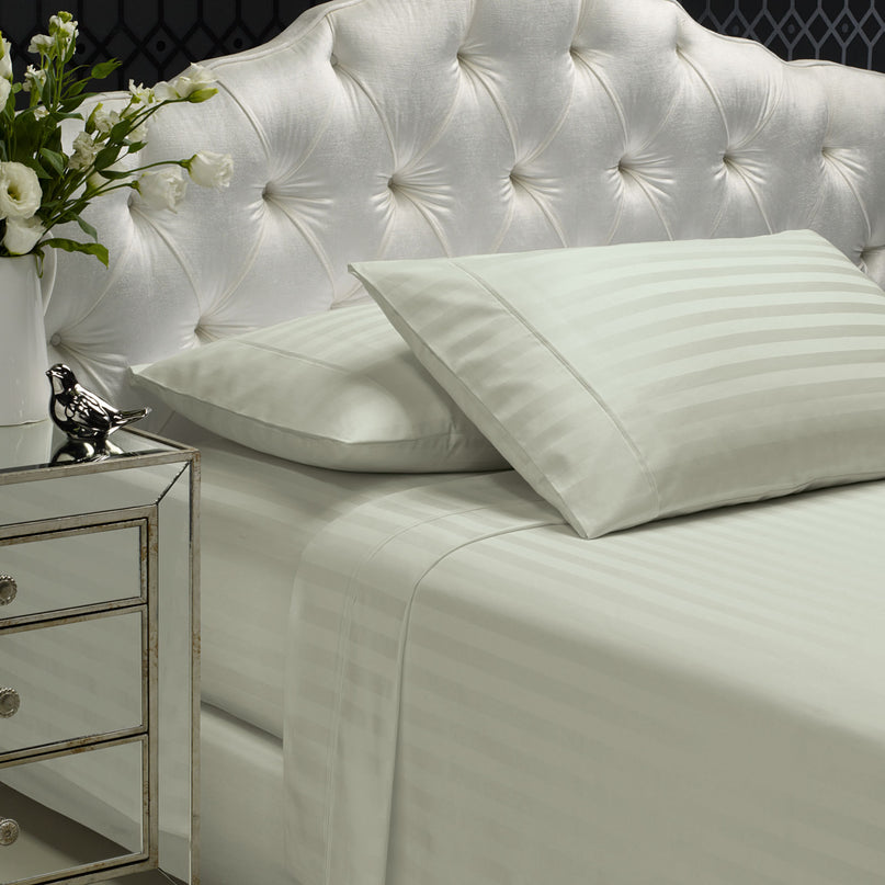 Royal Comfort 1200 Thread count Damask Stripe Cotton Blend sheet sets Queen Silver-1951134866833805312