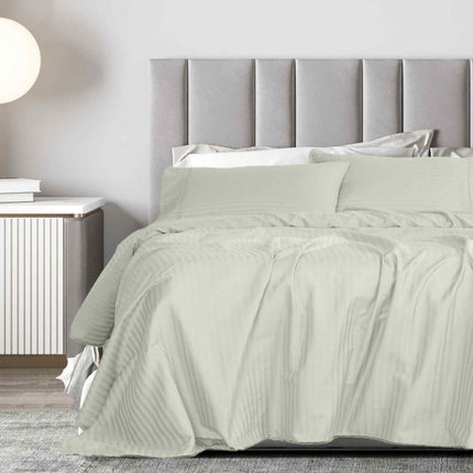 Royal Comfort 1200 Thread count Damask Stripe Cotton Blend sheet sets King Pebble-1951134870528987137