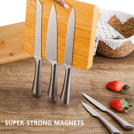 CARLA HOME Natural Bamboo Magnetic Knife Block Holder with Strong Magnets for Home Kitchen Storage & Organisation-1992735297133219841