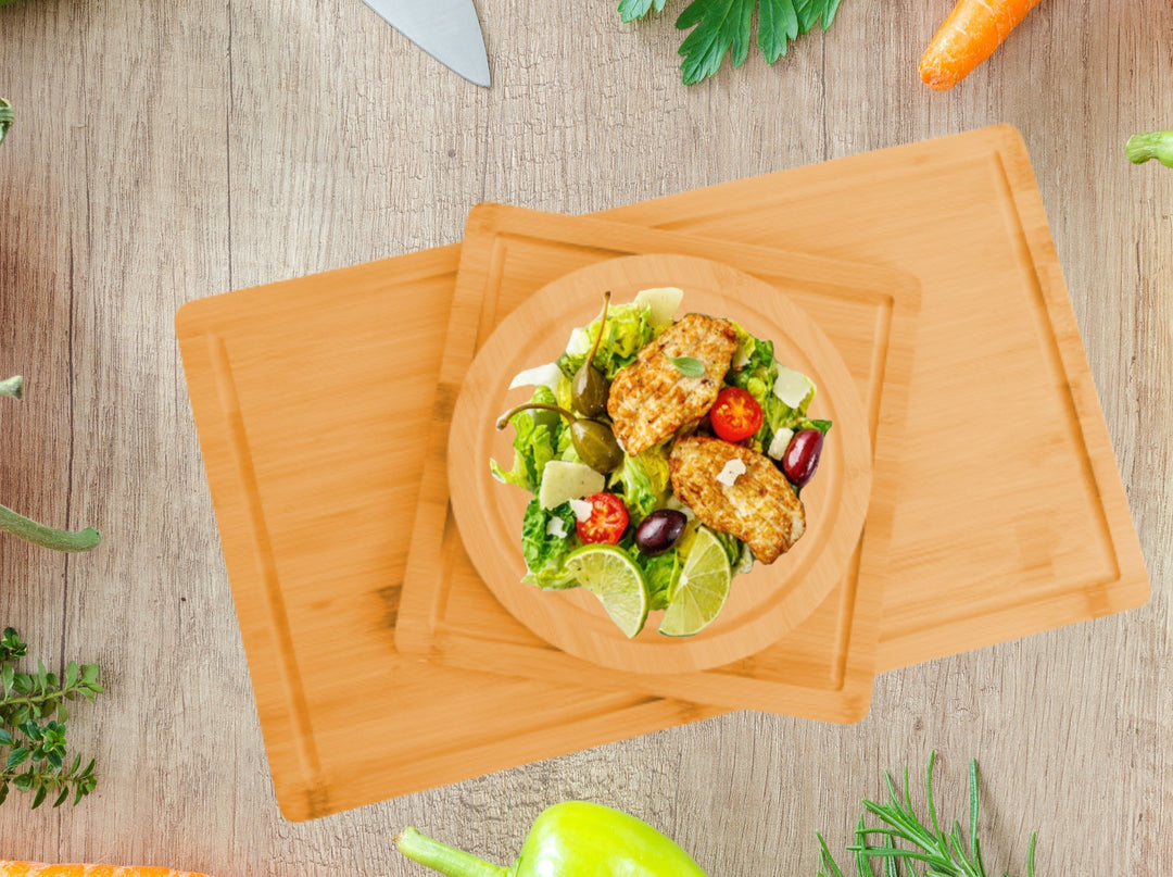 CARLA HOME 3 Pieces Bamboo Cutting Board with Juice Groove and Mobile Holder included for Home Kitchen-1992735302468374530