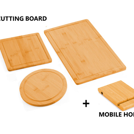 CARLA HOME 3 Pieces Bamboo Cutting Board with Juice Groove and Mobile Holder included for Home Kitchen-1992735302468374531