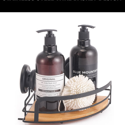 CARLA HOME  2 Pack Round Bamboo Corner Shower Caddy Shelf Basket Rack with Premium Vacuum Suction Cup No-Drilling for Bathroom and Kitchen-1992735302111858691