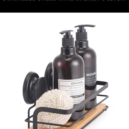 CARLA HOME  2 Pack Rectangular Bamboo Corner Shower Caddy Shelf Basket Rack with Premium Vacuum Suction Cup No-Drilling for Bathroom and Kitchen-1992735301767925764
