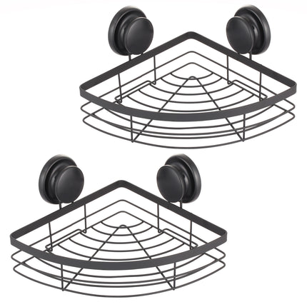 CARLA HOME  2 Pack Round Corner Shower Caddy Shelf Basket Rack with Premium Vacuum Suction Cup No-Drilling for Bathroom and Kitchen-1992735300270559232