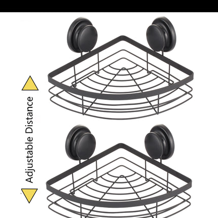 CARLA HOME  2 Pack Round Corner Shower Caddy Shelf Basket Rack with Premium Vacuum Suction Cup No-Drilling for Bathroom and Kitchen-1992735300270559233