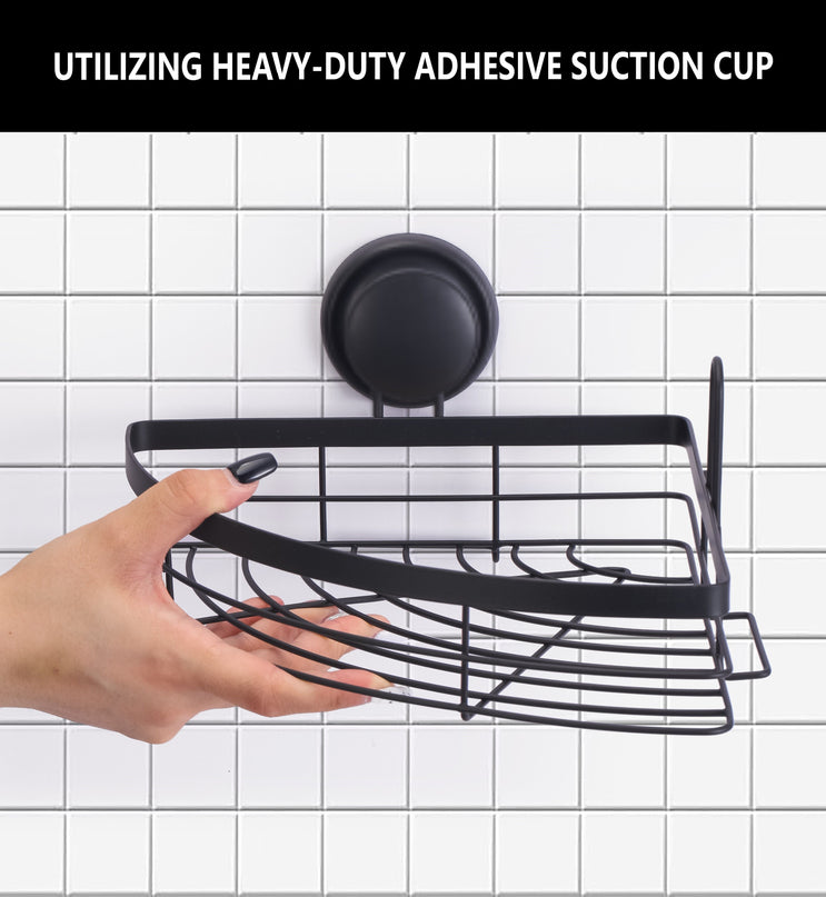 CARLA HOME  2 Pack Round Corner Shower Caddy Shelf Basket Rack with Premium Vacuum Suction Cup No-Drilling for Bathroom and Kitchen-1992735300270559235
