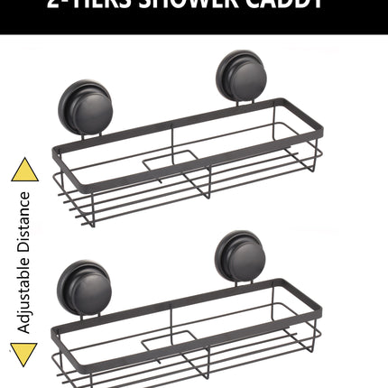 CARLA HOME  2 Pack Rectangular Corner Shower Caddy Shelf Basket Rack with Premium Vacuum Suction Cup No-Drilling for Bathroom and Kitchen-1992735303034605570