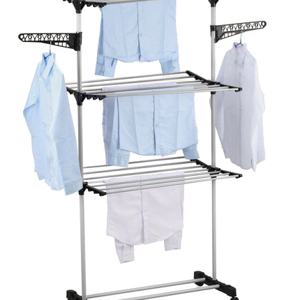 CARLA HOME Folding 3 Tier Clothes Laundry Drying Rack with Stainless Steel Tubes for Indoor & Outdoor Home-1992735283719835648