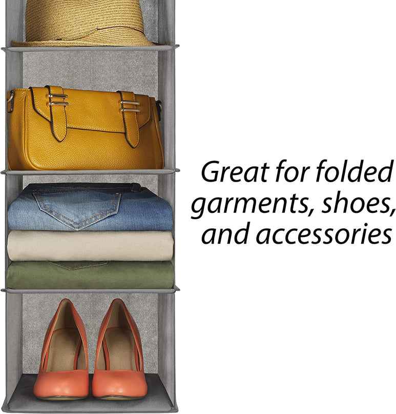 CARLA HOME  5 Tier Shelf Hanging Closet Organizer and Storage for Clothes (Grey)-1978962238370877441