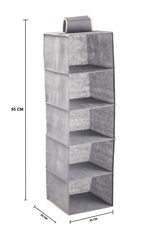 CARLA HOME  5 Tier Shelf Hanging Closet Organizer and Storage for Clothes (Grey)-1978962238370877448
