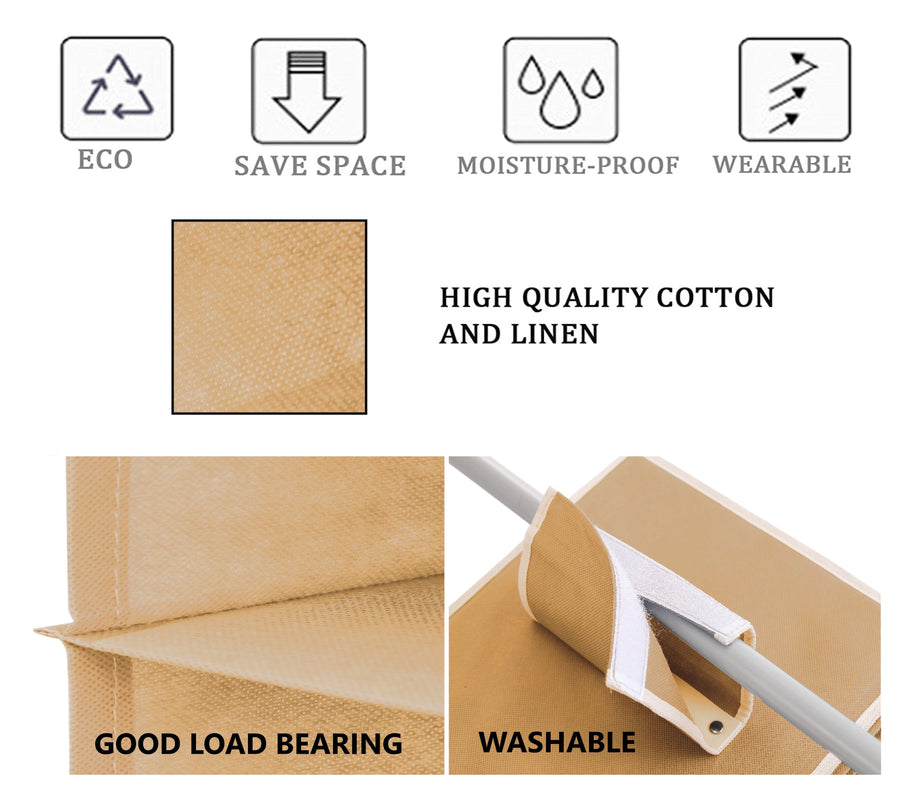 CARLA HOME  5 Tier Shelf Hanging Closet Organizer and Storage for Clothes (Beige)-1992735280918040579