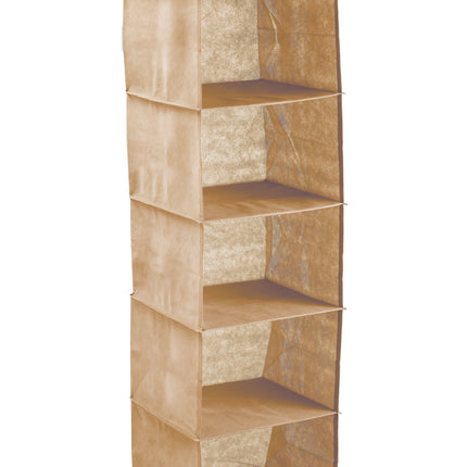 CARLA HOME  5 Tier Shelf Hanging Closet Organizer and Storage for Clothes (Beige)-1992735280918040584