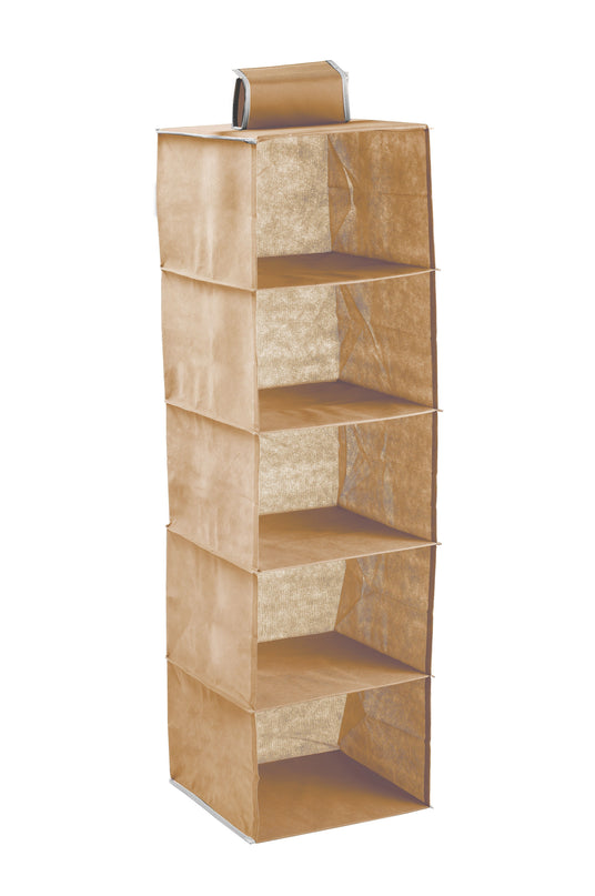 CARLA HOME  5 Tier Shelf Hanging Closet Organizer and Storage for Clothes (Beige)-1992735280918040584