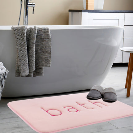 CARLA HOME Extra Thick Memory Foam & Super Comfort Bath Rug Mat for Bathroom (60 x 40 cm, Pink)-1992735299377172484