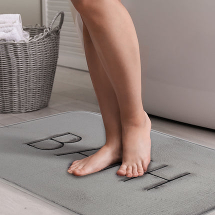 CARLA HOME Extra Thick Memory Foam & Super Comfort Bath Rug Mat for Bathroom (60 x 40 cm, Grey)-1992735299553333250