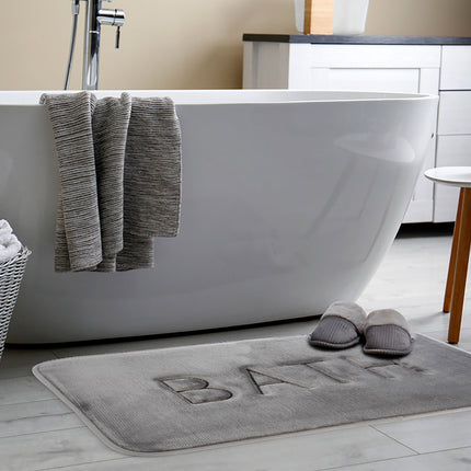 CARLA HOME Extra Thick Memory Foam & Super Comfort Bath Rug Mat for Bathroom (60 x 40 cm, Grey)-1992735299553333251