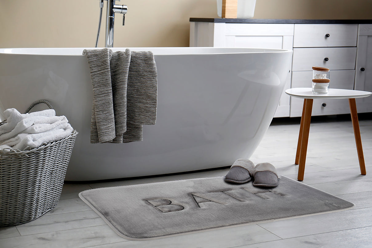 CARLA HOME Extra Thick Memory Foam & Super Comfort Bath Rug Mat for Bathroom (60 x 40 cm, Grey)-1992735299553333251
