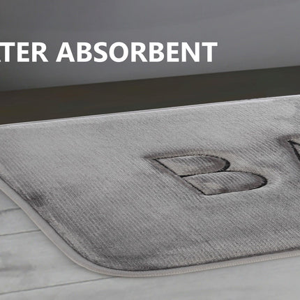 CARLA HOME Extra Thick Memory Foam & Super Comfort Bath Rug Mat for Bathroom (60 x 40 cm, Grey)-1992735299553333253