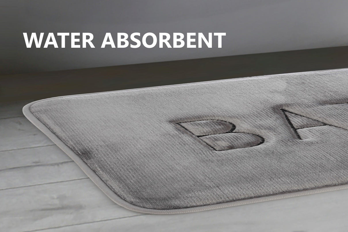 CARLA HOME Extra Thick Memory Foam & Super Comfort Bath Rug Mat for Bathroom (60 x 40 cm, Grey)-1992735299553333253