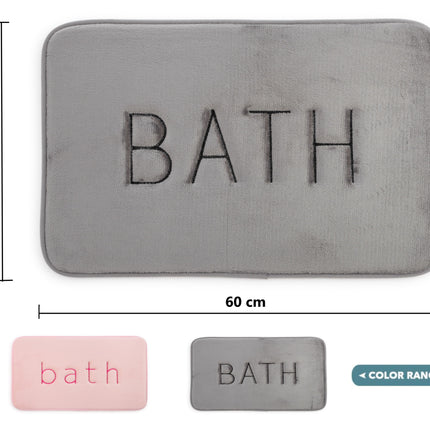 CARLA HOME Extra Thick Memory Foam & Super Comfort Bath Rug Mat for Bathroom (60 x 40 cm, Grey)-1992735299553333249