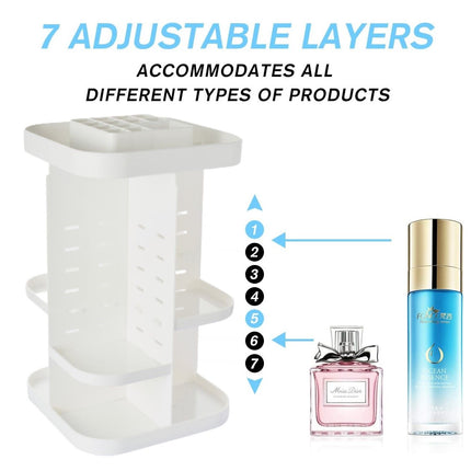 CARLA HOME 360 Rotating Large Capacity Makeup Organizer for Bedroom and Bathroom (White)-1992735294788603909
