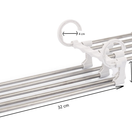 CARLA HOME  2 Pack Stainless Steel Adjustable 5 in 1 Pants Hangers Non-Slip Space Saving for Home Storage-1992735284936183817