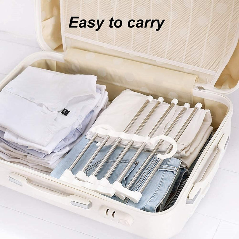 CARLA HOME  2 Pack Stainless Steel Adjustable 5 in 1 Pants Hangers Non-Slip Space Saving for Home Storage-1992735284936183812