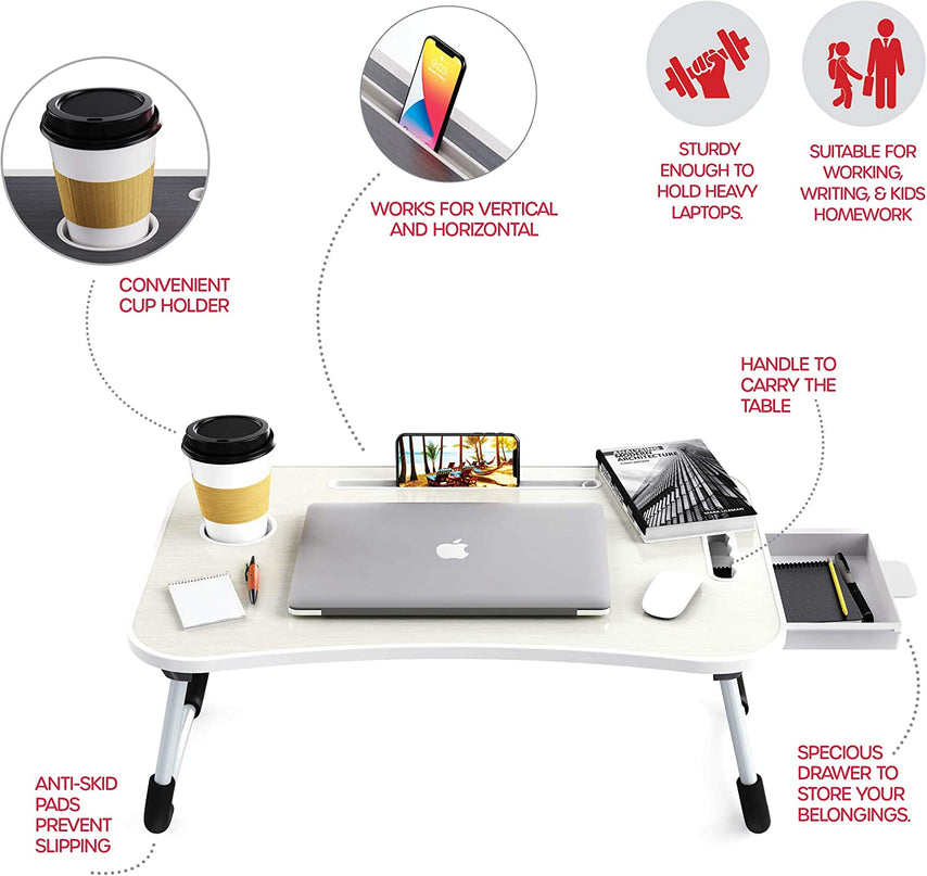 CARLA HOME Laptop Bed Desk with Storage and foldable legs for Adults, Kids & Home Office-1978962240824545284
