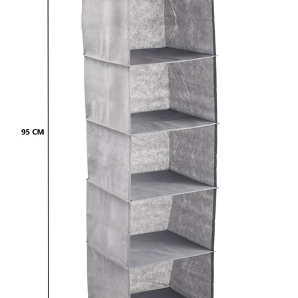 3 Pack 5-Tier Shelf Hanging Closet Organizer and Storage for Clothes (Grey)-1978962242468712456