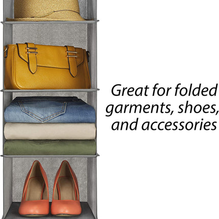 3 Pack 5-Tier Shelf Hanging Closet Organizer and Storage for Clothes (Grey)-1978962242468712453
