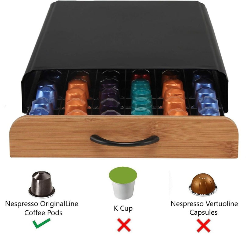 CARLA HOME Coffee Pods Holder Storage Drawer Compatible with 60 Nespresso Pods for Kitchen Storage & Organisation, Nespresso Pod Holder Coffee Machine for Home Storage (Natural)-1992735291076644869