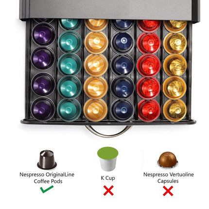 CARLA HOME Coffee Pods Holder Storage Drawer Compatible with 60 Nespresso Pods for Kitchen Storage & Organisation, Nespresso Pod Holder Coffee Machine for Home Storage (Black)-1992735291420577797