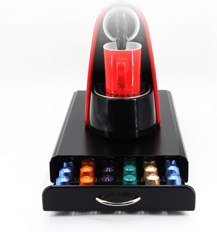 CARLA HOME Coffee Pods Holder Storage Drawer Compatible with 60 Nespresso Pods for Kitchen Storage & Organisation, Nespresso Pod Holder Coffee Machine for Home Storage (Black)-1992735291420577799