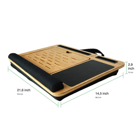 CARLA HOME Bamboo Laptop Lap Desk with Cushion, Angle Adjustable and Sleeve Case Bag for Office and Home-1992735289684135943
