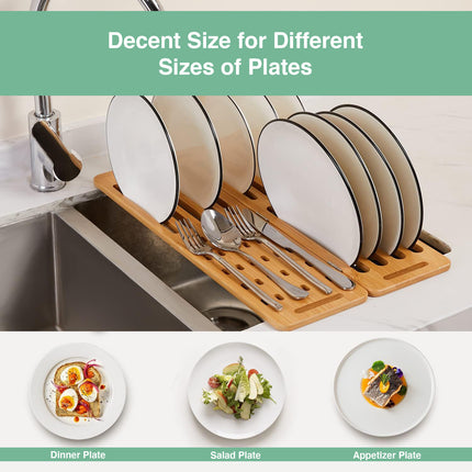 CARLA HOME Foldable Bamboo Dish Drying Rack for Kitchen-1992735281878536196