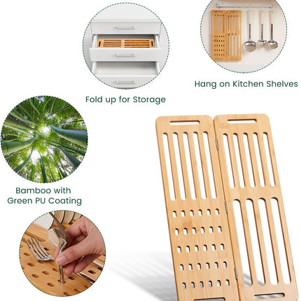 CARLA HOME Foldable Bamboo Dish Drying Rack for Kitchen-1992735281878536197