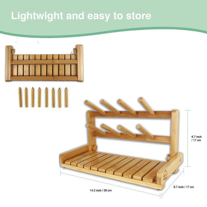 CARLA HOME Portable Bamboo Baby Bottle Drying Rack-1992735281127755780