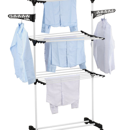 CARLA HOME Folding 3 Tier Clothes Laundry Drying Rack with Stainless Steel Tubes for Indoor & Outdoor Home-1992735292137803776