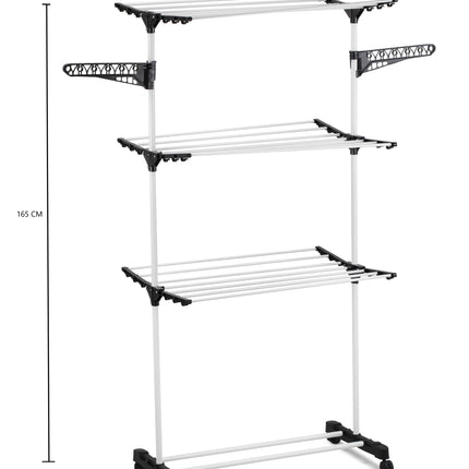 CARLA HOME Folding 3 Tier Clothes Laundry Drying Rack with Stainless Steel Tubes for Indoor & Outdoor Home-1992735292137803784